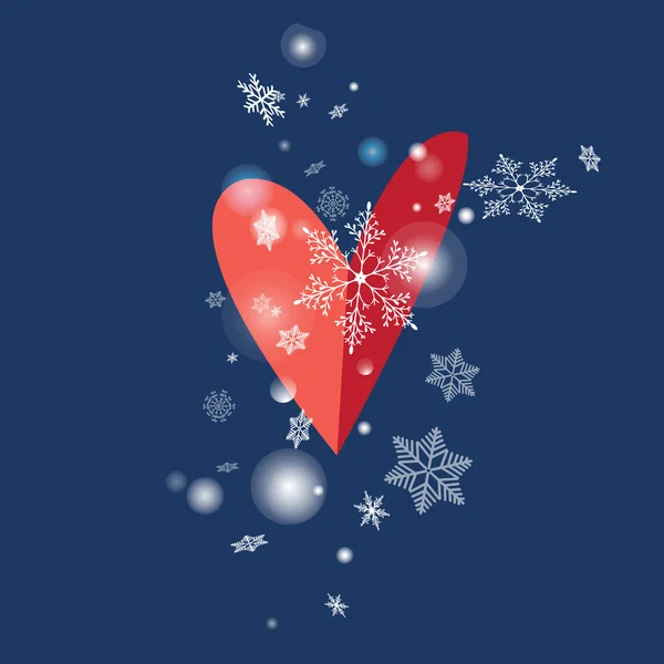 Εικονογράφηση φορέας νιφάδες χιονιού και καρδιά — Διανυσματικό Αρχείο