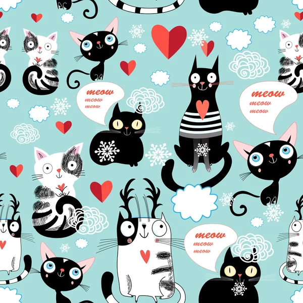 Beautiful cat lover pattern — Stock Vector