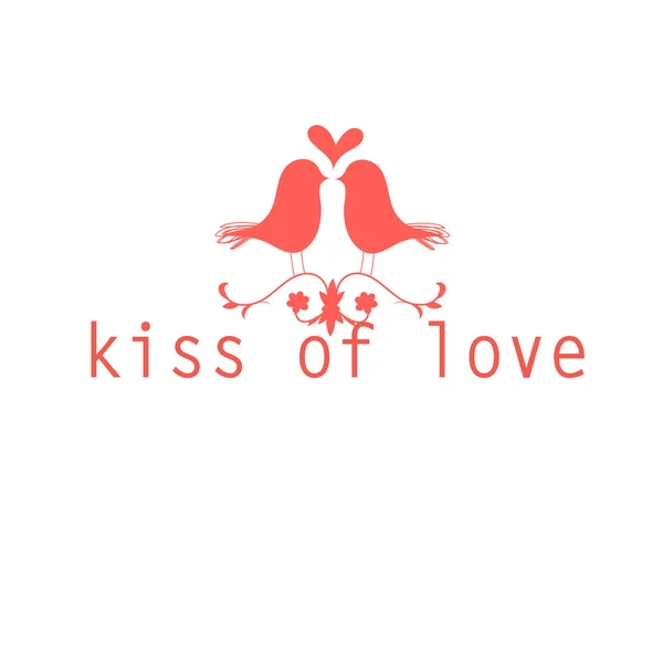 Vermelho amor pássaros beijando — Vetor de Stock