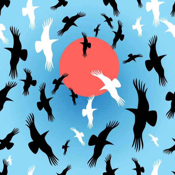Troupeaux de corbeaux qui tournent autour — Image vectorielle