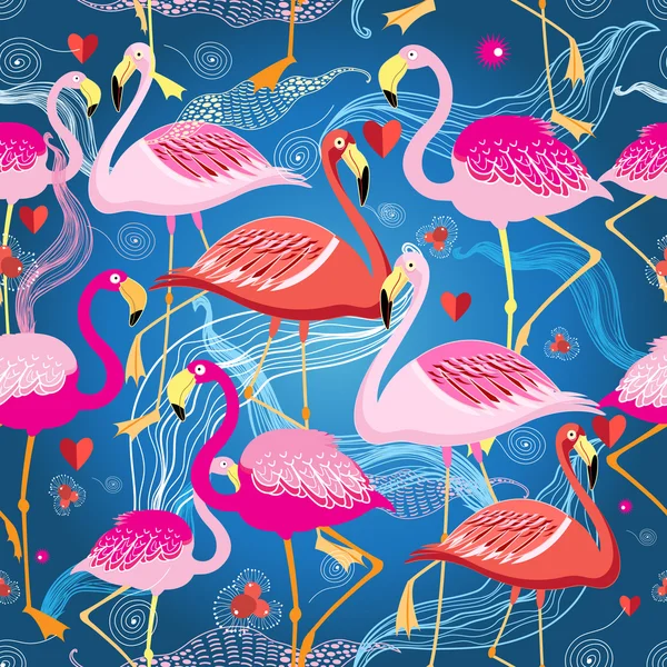 Padrão diferente de flamingos — Vetor de Stock