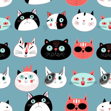 desen komik kediler portreleri