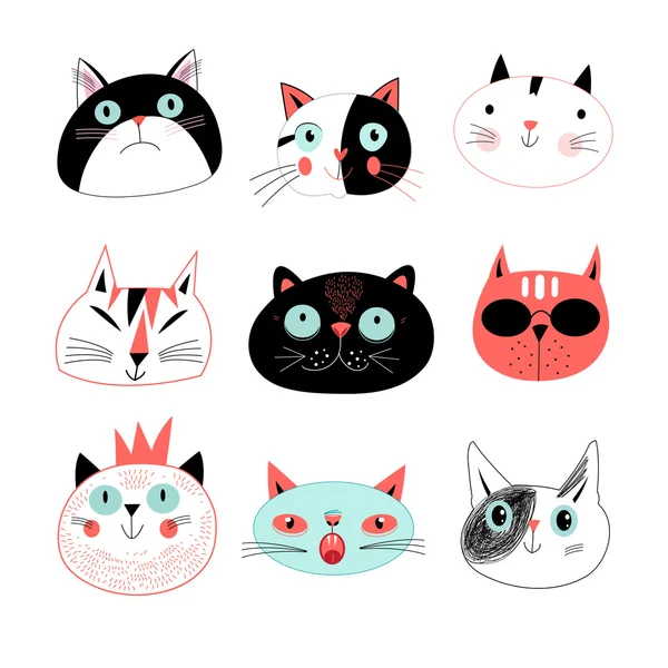 Portraits amusants de chats — Image vectorielle