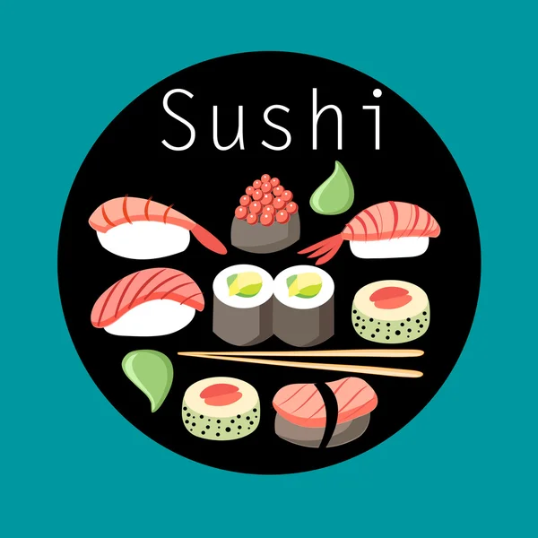 Läckra japanska sushi — Stock vektor