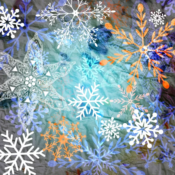 Winter Hintergrund mit Schneeflocken — Stockfoto