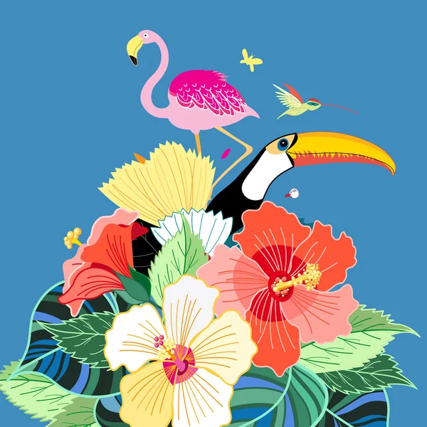 Птах раю і рослин — стоковий вектор