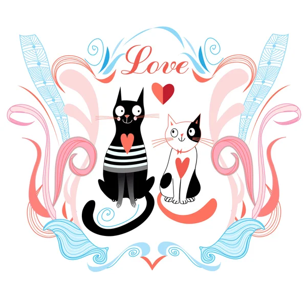 Любов котів і серце — стоковий вектор