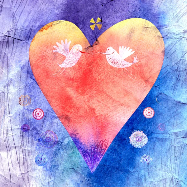 Bright watercolor heart — Stock Photo, Image