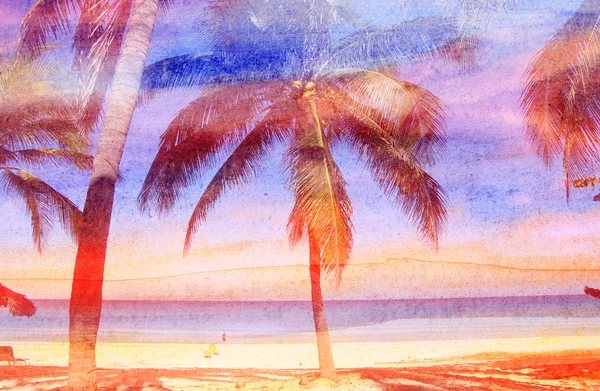 Akvarell retro palms — Stockfoto