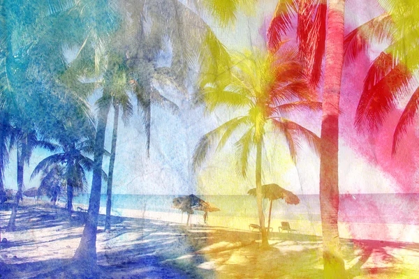 Aquarell Retro Palmen — Stockfoto