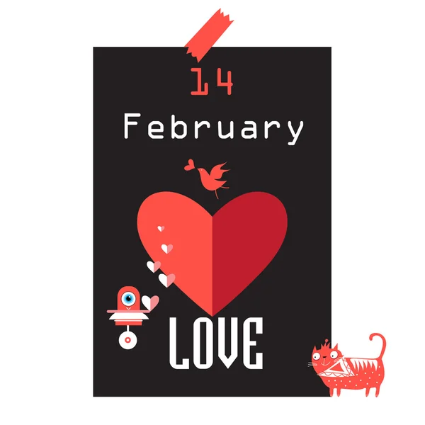 Bellissimo poster festivo per San Valentino — Vettoriale Stock