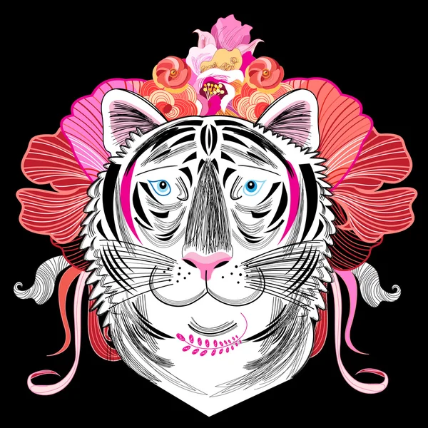 Grafisches dekoratives Porträt eines Tigers — Stockvektor