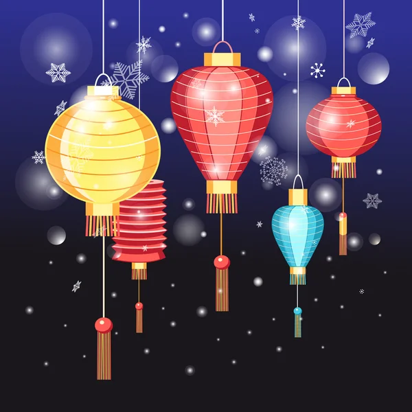 Chinese red lanterns holidays — Stock Vector