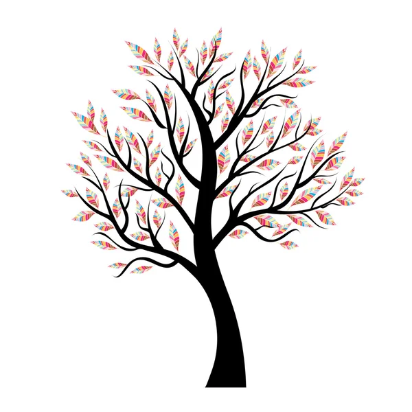 Árbol vectorial con hojas coloridas — Archivo Imágenes Vectoriales