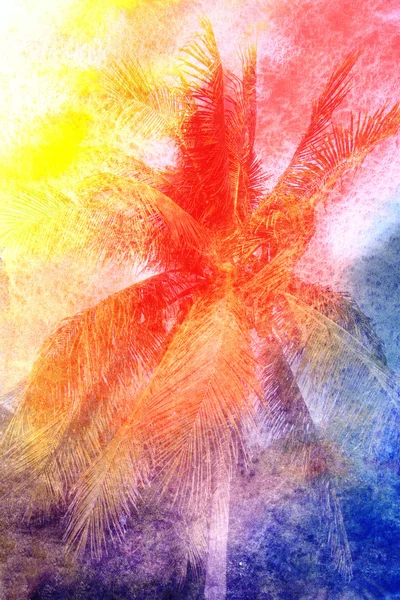 Watercolor retro palm — Stock Photo, Image