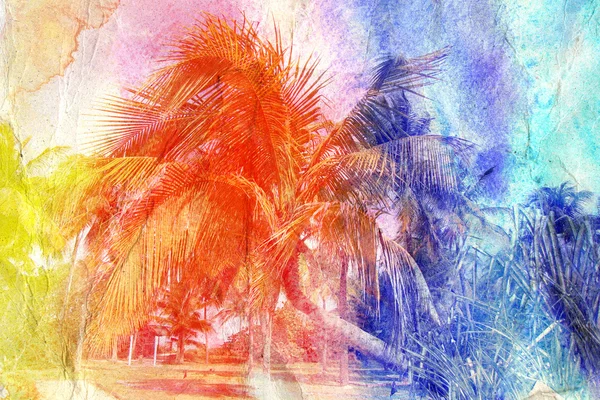 Akvarell retro palms — Stockfoto