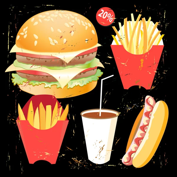 Smakelijke Hamburger voedsel menu — Stockvector