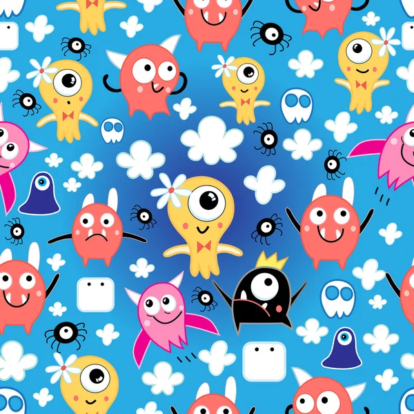 Pattern funny monsters — Stock Illustration Pattern funny monsters Vector Graphics
