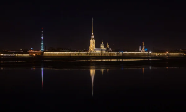 Night view of Peter and Paul Fortress Royalty Free Stock Photos