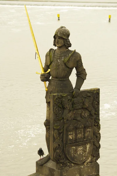 Statue of Knight Brunswick on Charles bridge in Prague — Φωτογραφία Αρχείου