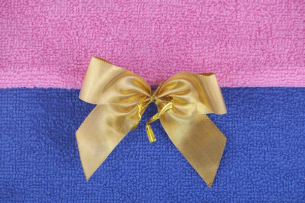 Pink and blue towel, boy and girl, texture, colorful background — Stock Photo, Image