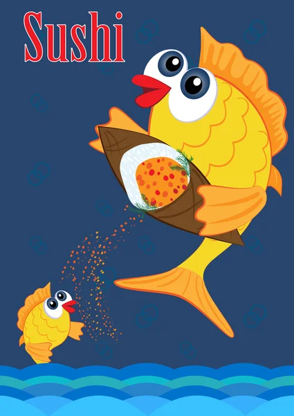 广告鱼和寿司. 图库插图