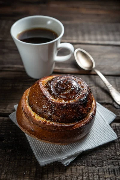 Morning Still Life Hot Fresh Home Baked Buns Coffee — Stock Photo, Image