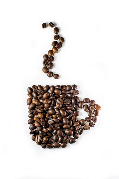 Kopje Koffie Gemaakt Van Koffiebonen Witte Achtergrond — Stockfoto