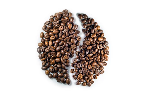 Grote Koffieboon Gemaakt Van Koffiebonen Witte Achtergrond — Stockfoto