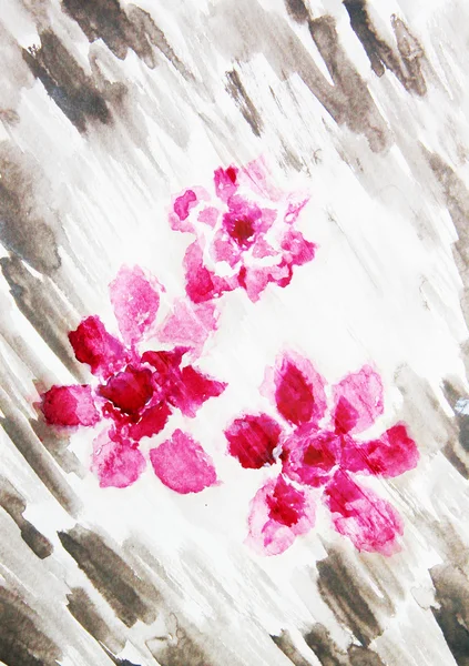 Watercolor painting with abstract flowers azaleas — Stock Photo, Image