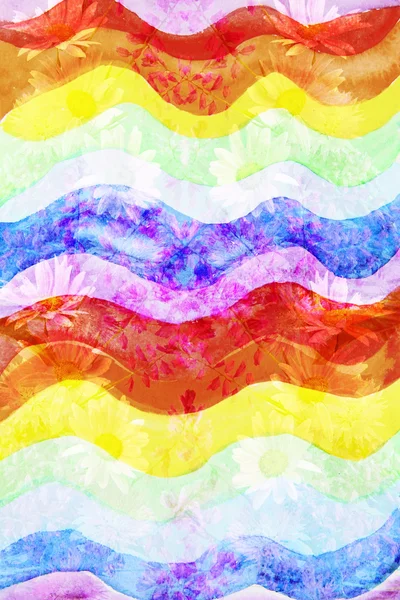 Abstract watercolor rainbow floral wave background made with col — Stock Photo, Image