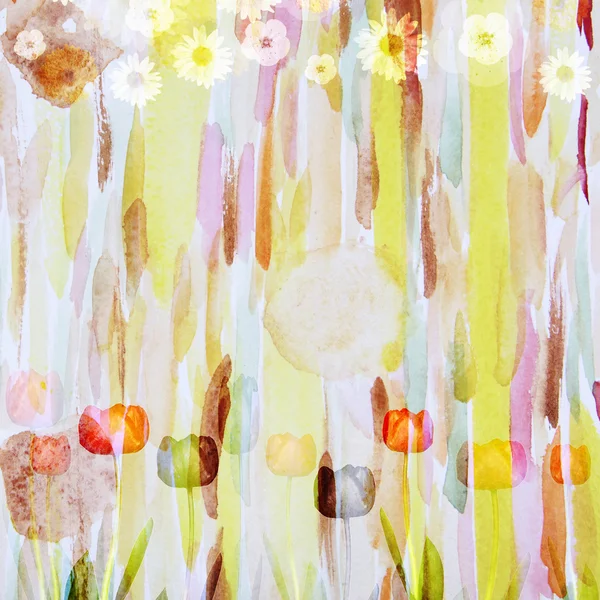 Pittoreske abstract bloemenpatroon, aquarel samenstelling — Stockfoto