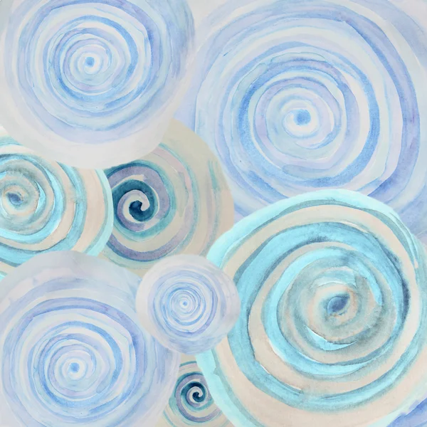 Aquarell abstrakter Hintergrund mit blauen Spiralwirbeln Stockbild