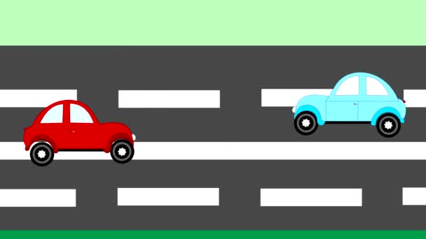 El accidente, accidente de coche dos coches en la autopista, animación, dibujos animados — Vídeos de Stock