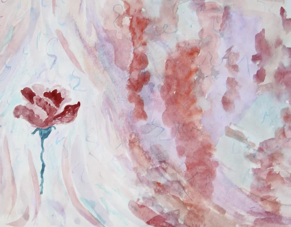 Ilustración en acuarela de una rosa estilizada y abstracta borgoña —  Fotos de Stock