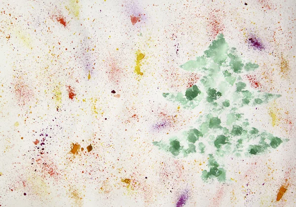 Fundo com abeto de Natal, aquarela, abstrato, illustra — Fotografia de Stock