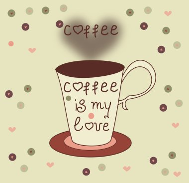 Bir fincan kahve kahve yazıt ile olan aşkım