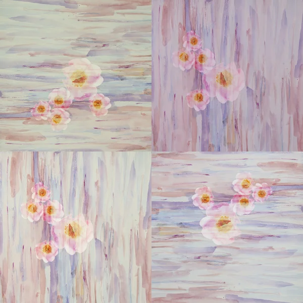 美丽无缝水彩背景有花的野生 ro — 图库照片