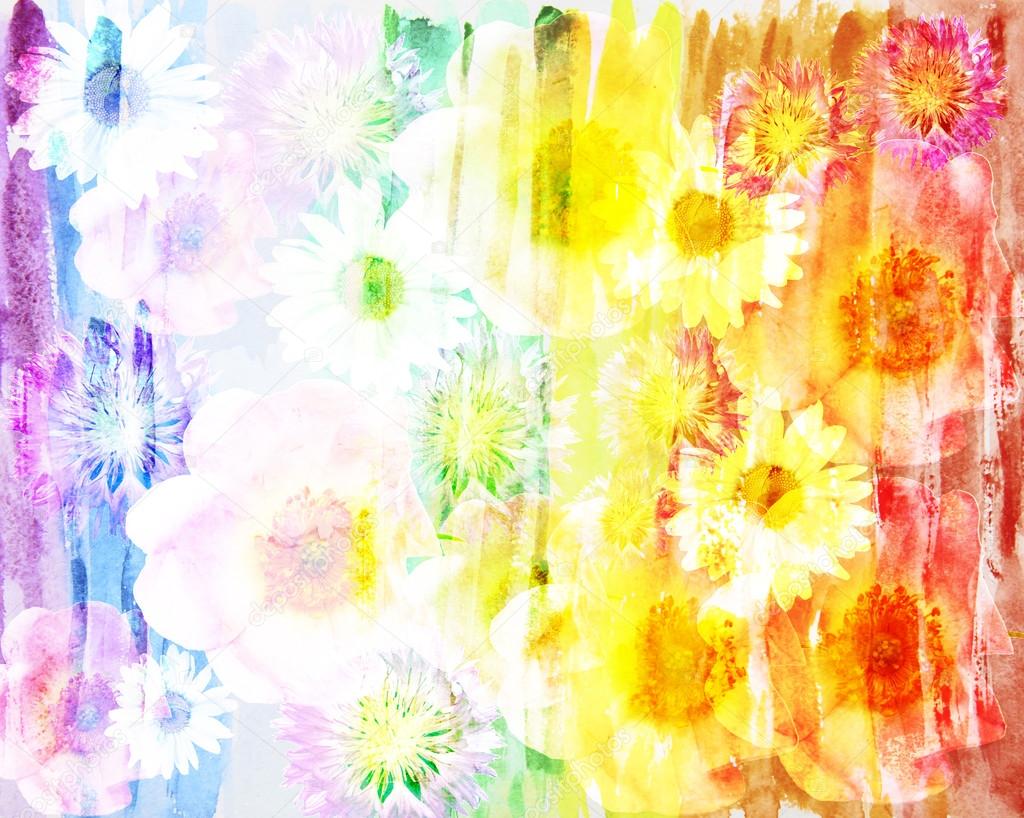 Picturesque abstract floral background made with color filters, 