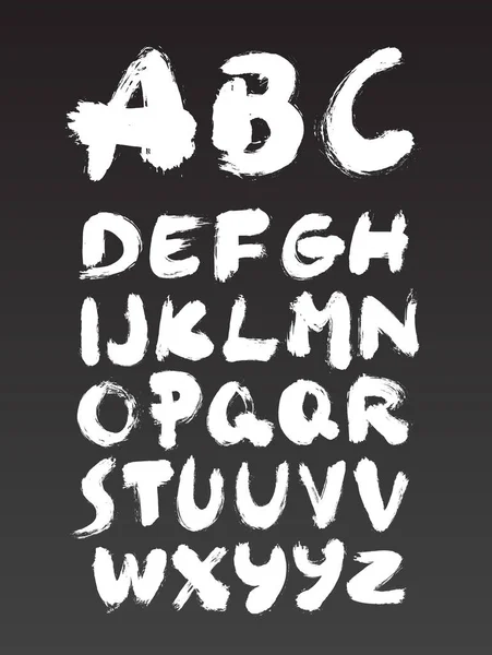 Ink Brush Calligraphy Font Vector Alphabet — Stock Vector