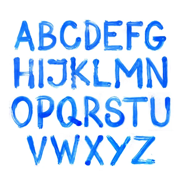 Blue watercolor alphabet font — Stock Photo, Image