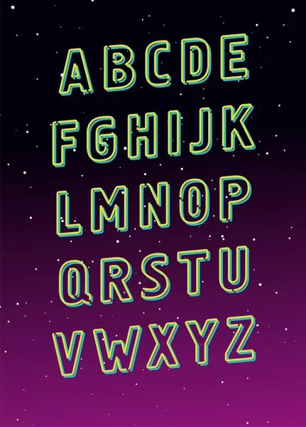 Neon tube glowing alphabet. Vector — Stock Vector