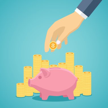 Para düz stil tasarım konsepti tasarrufu.