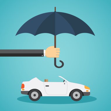 El araba korur bir şemsiye ile.