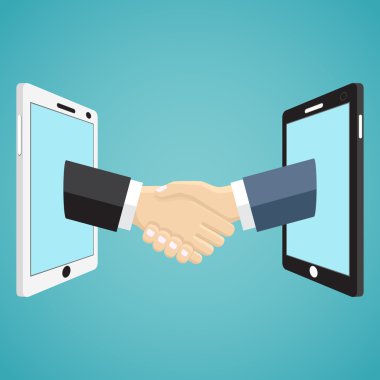 El sıkışma işadamları el cep telefonlarından.