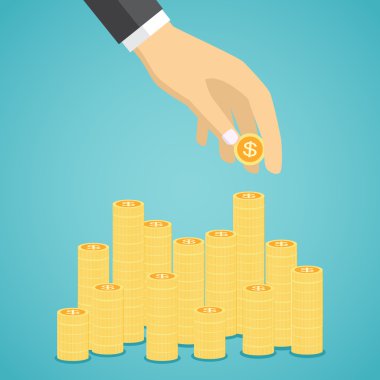 El altın sikke yığını için koydu