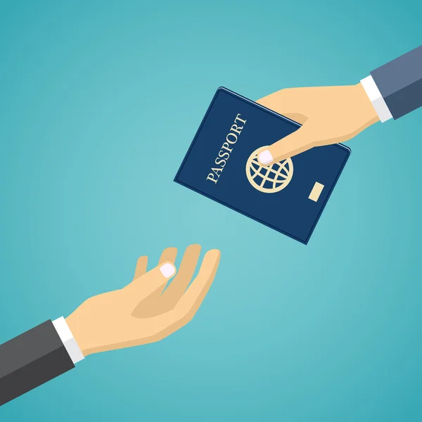 Biznesmen otrzymania paszportu. — Wektor stockowy
