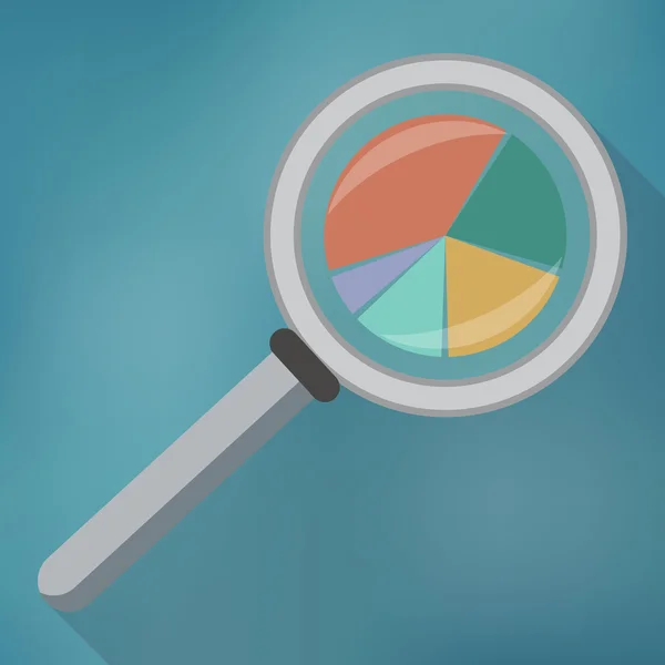 Ícone de lupa e gráfico de torta . —  Vetores de Stock