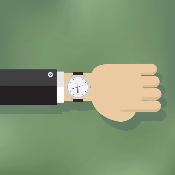 Illustratie van een menselijke hand met horloge — Stockvector