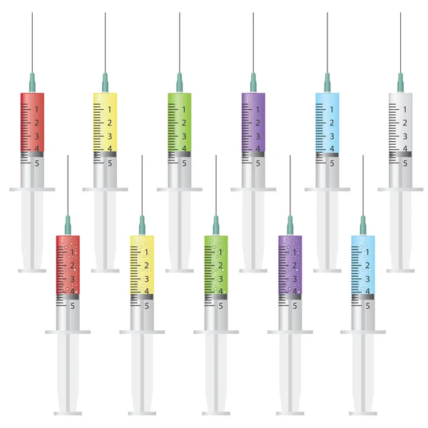 Coloured syringes — Stock Vector